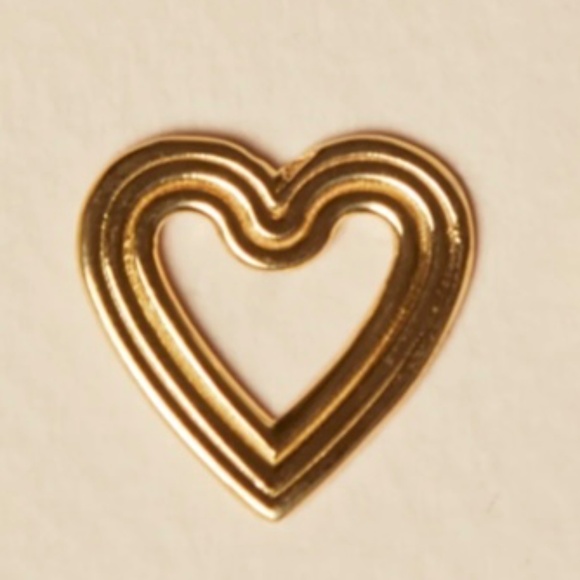 New Each Jewels Amour Studs Heart-Shaped Earrings Piped Detail Recycled Brass - Picture 4 of 6
